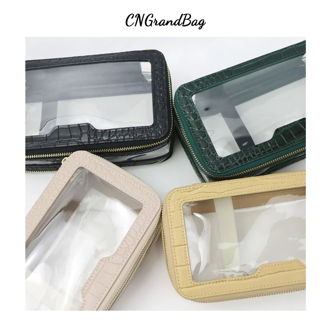 Crocodile Leather Travel Cosmetic Bag Fashion Waterproof TPU Toiletry Bag New Makeup Storage Organizer Clear PVC Wash Bag