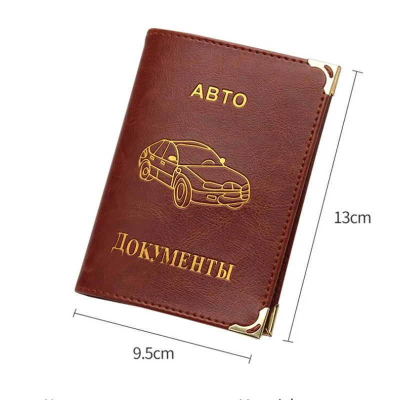 PU Leather on Cover for Car Driving Documents Card Credit Holder Russian Auto Driver License Bag Purse Wallet Case Protector