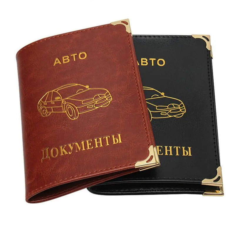 PU Leather on Cover for Car Driving Documents Card Credit Holder Russian Auto Driver License Bag Purse Wallet Case Protector