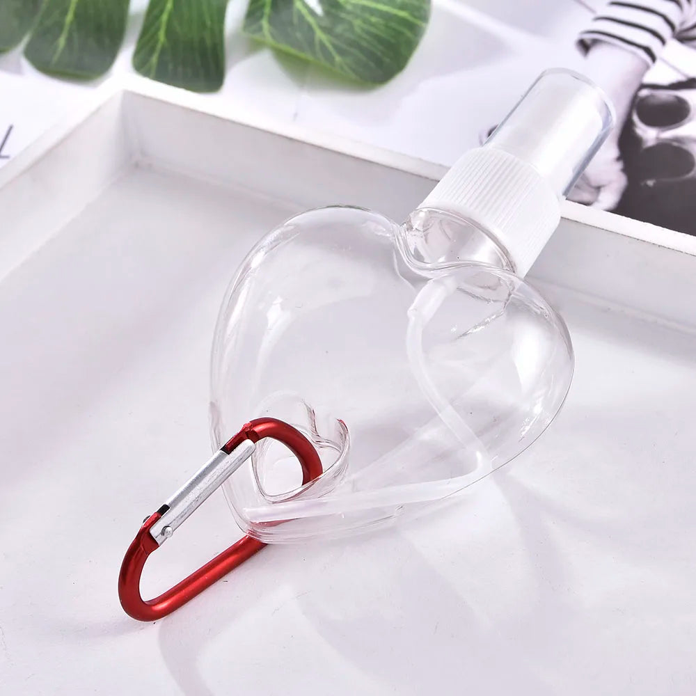 1 Pcs Portable Spray Love Bottle with Random Color Hook Travel Plastic Bottle Hand Sanitizer Bottled White Spray Head 50ml