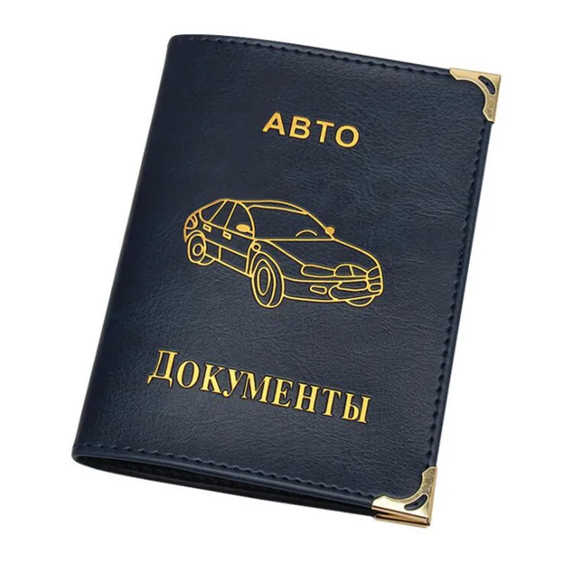 PU Leather on Cover for Car Driving Documents Card Credit Holder Russian Auto Driver License Bag Purse Wallet Case Protector