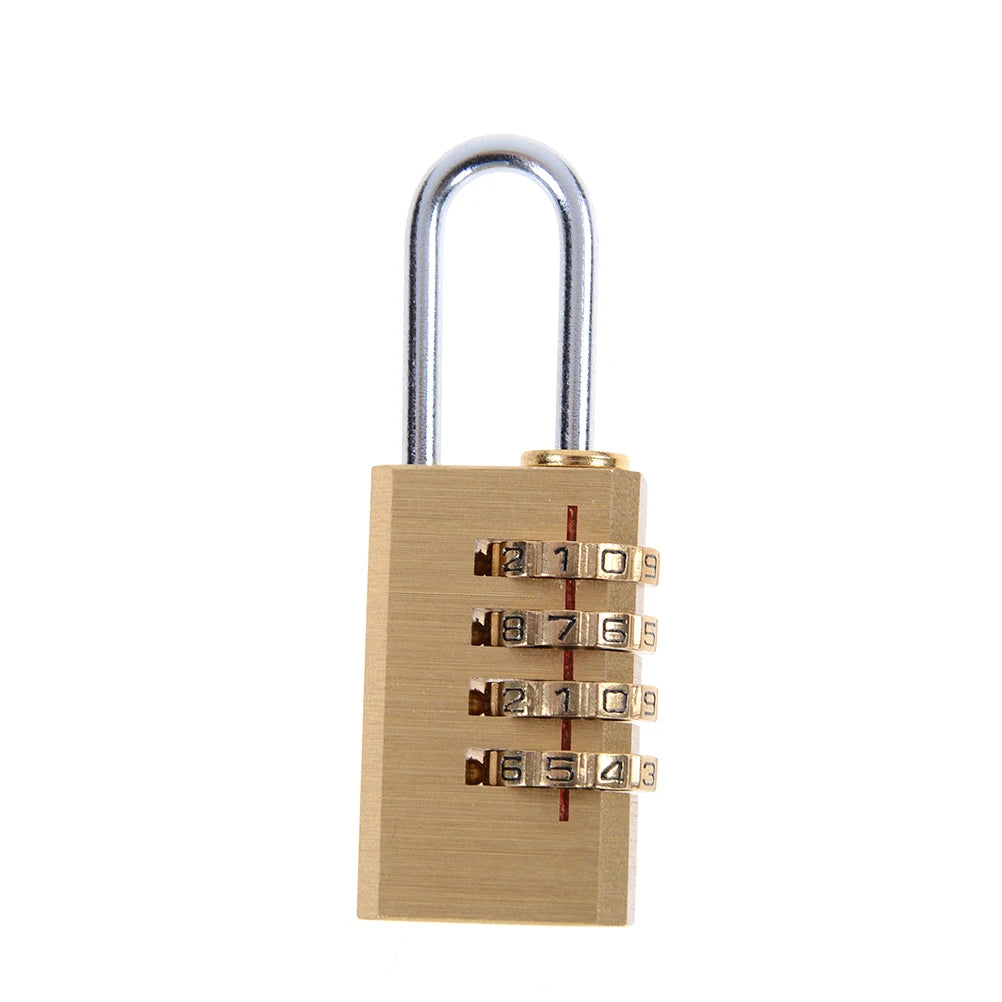 1pc Brass Mini 4 Digits Number Password Code Lock Combination Padlock Pad Lock Resettable for Travelling Bag Door 6cmx2cmx1cm