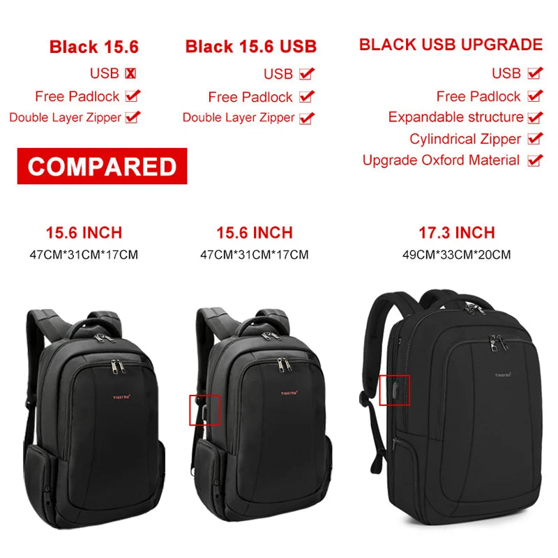 Men's Backpack 14 15.6 17.3inch Laptop Backpack Bag For Men Anti Theft School Backpack Male Travel Bag Mochila