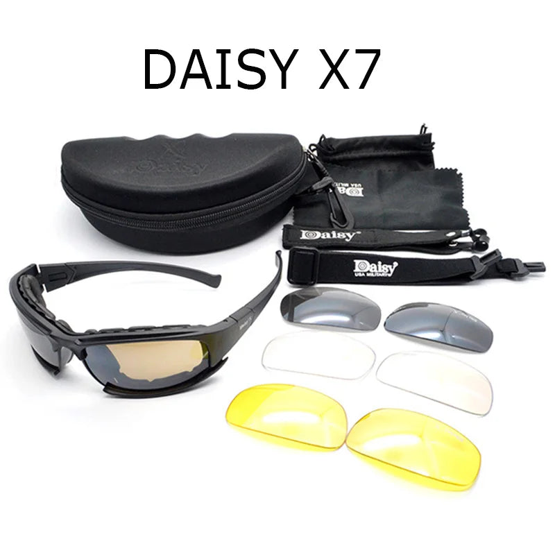 Men's Outdoor Shooting Hiking Glasses Daisy Tactical Polarized Glasses Military Goggles Army Sunglasses 4 Lens Original Box