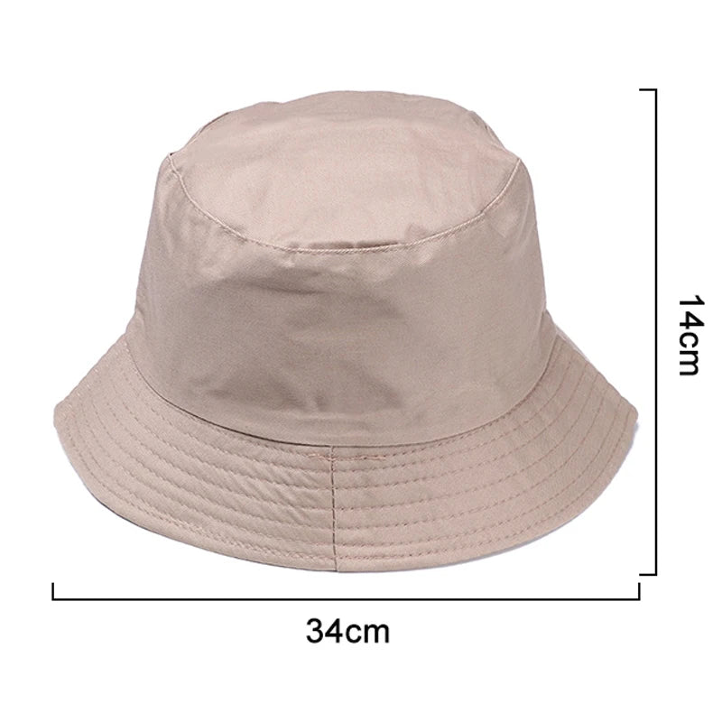 Cotton Summer Foldable Bucket Hat Unisex Women Outdoor Sunscreen Hat Pure Color Fishing Hunting Cap Men Basin Chapeau Beach Cap