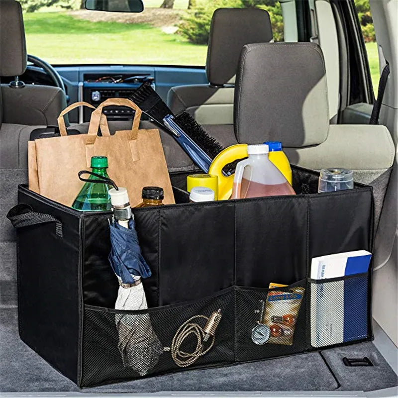 Car Trunk Storage Organizer Compartment Collapsible Portable Storage Cargo Box for SUV, Auto, Truck - Nonslip Waterproof Bottom