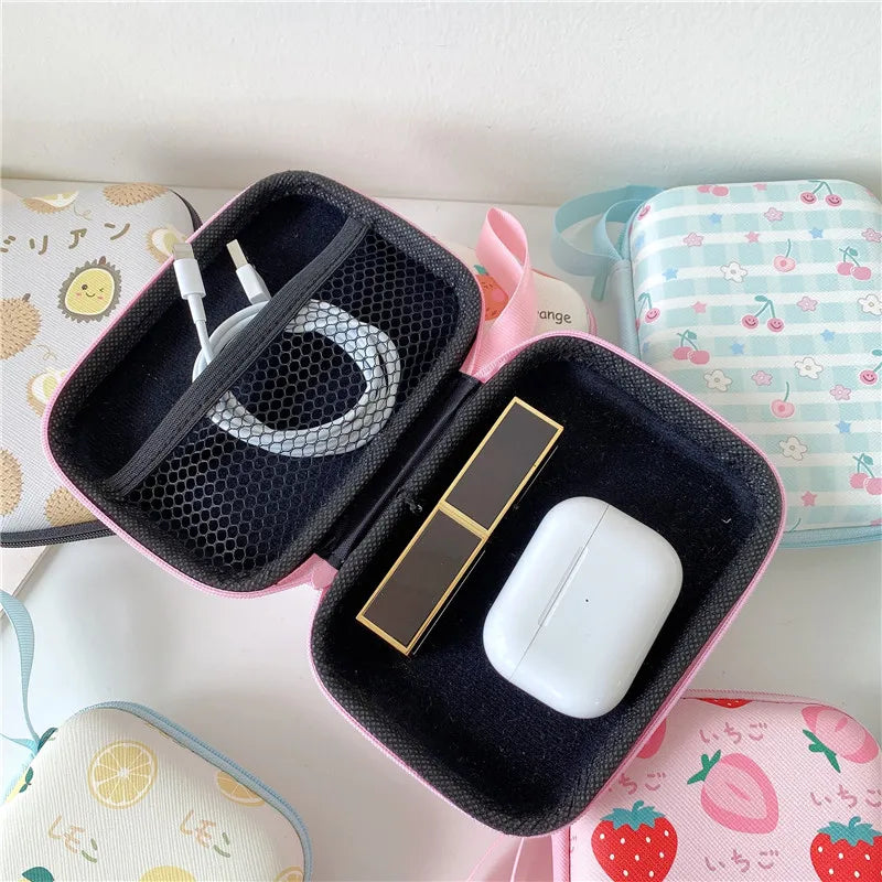 Fashion Leopard Earphone Storage Bag Case For Earphone Headphone Accessories For Airpods Key Coin Travel SD Card USB Cable