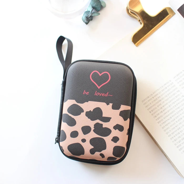 Fashion Leopard Earphone Storage Bag Case For Earphone Headphone Accessories For Airpods Key Coin Travel SD Card USB Cable