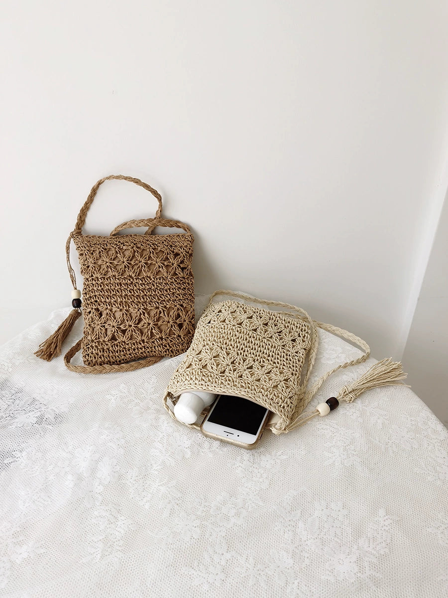 Bag Female Bohemia Cut Out Shoulder Straw-Weaved Bag