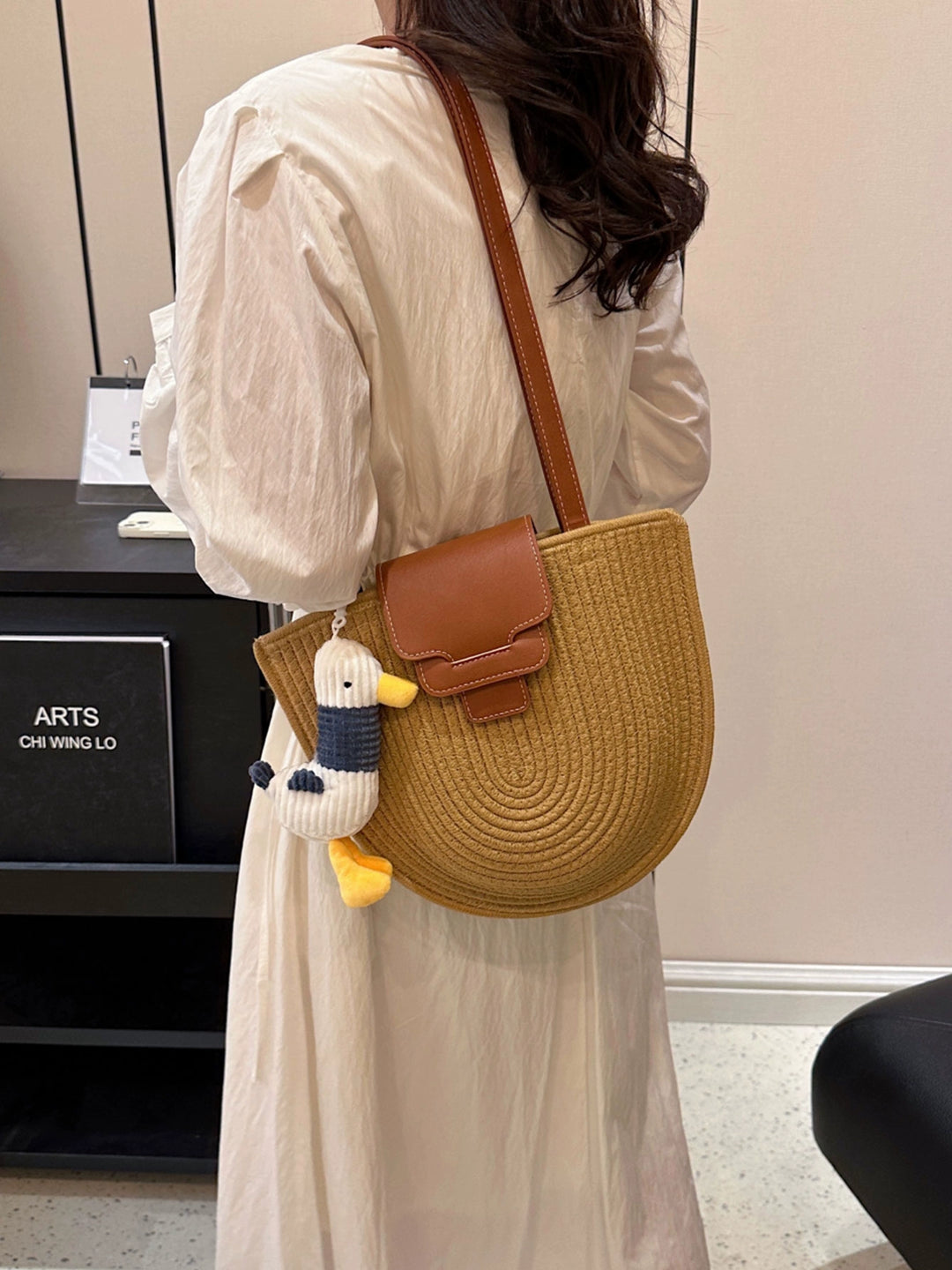 Bag Female French Retro Semicircle Travel Straw Woven Bag