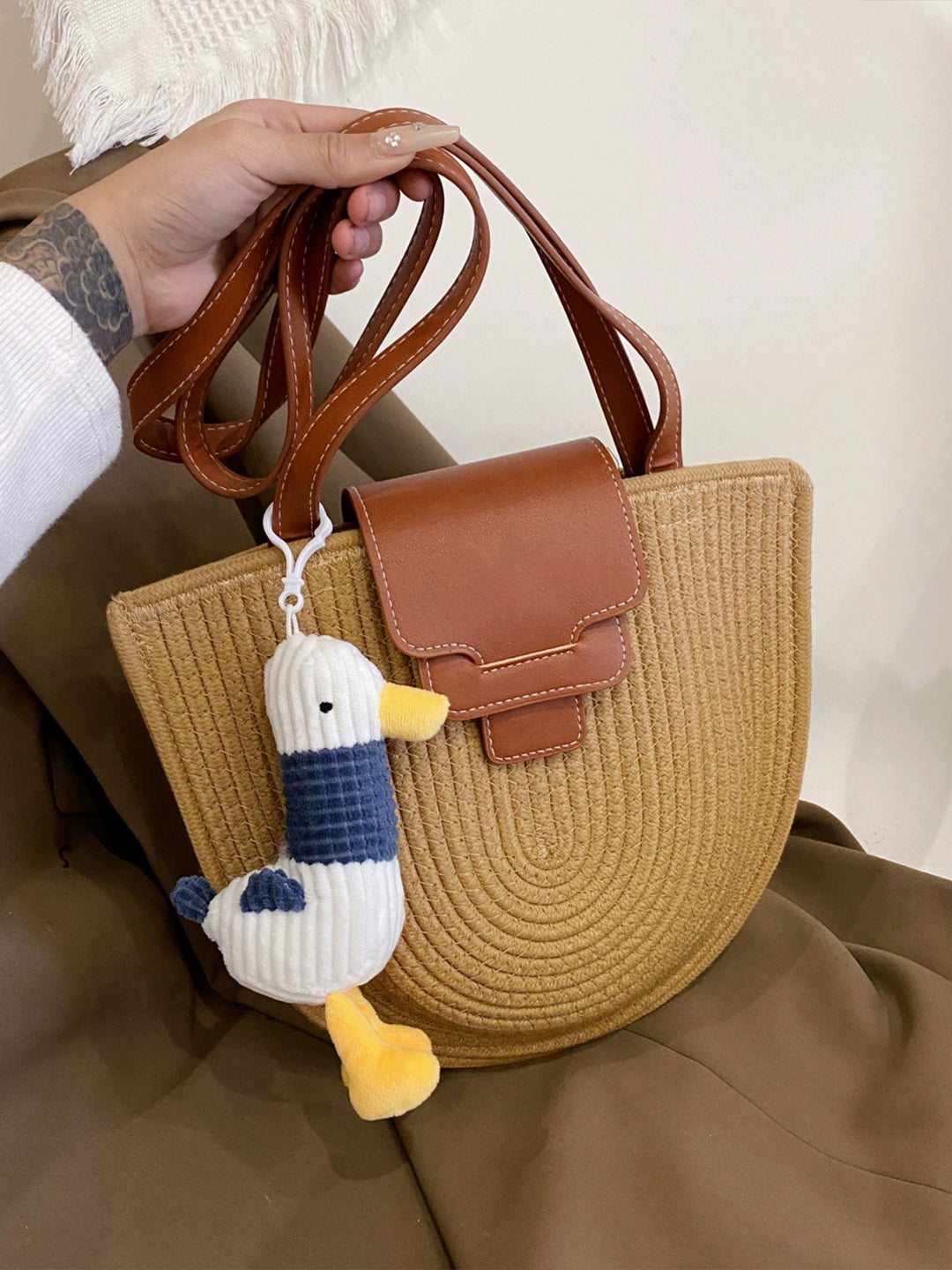 Bag Female French Retro Semicircle Travel Straw Woven Bag