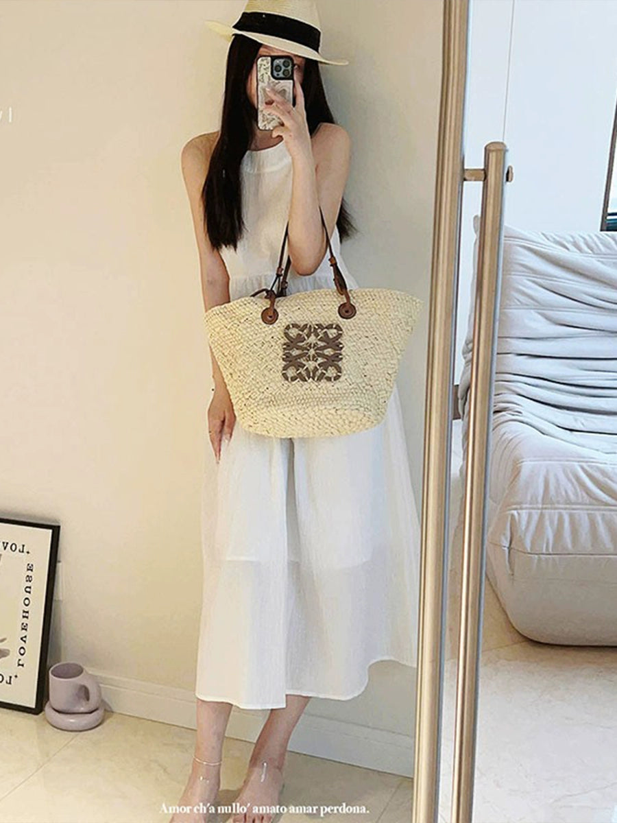 Bag Women's French Pastoral Style Handmade Straw Woven Bag