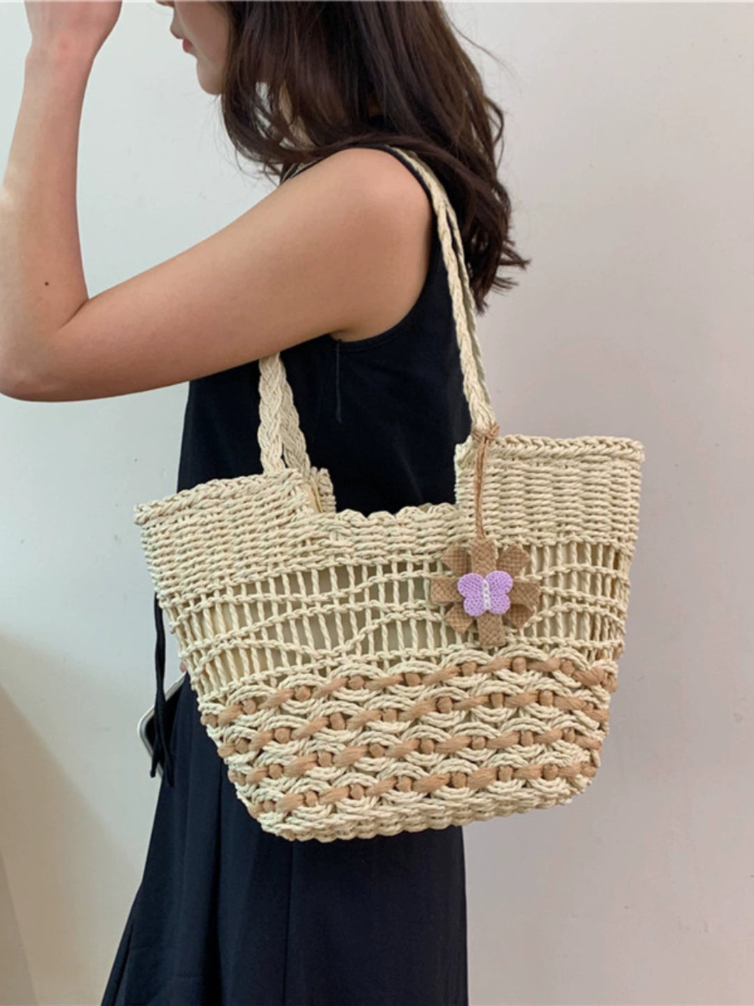 Bag Women's Seaside Holiday Satchel Shoulder Straw-Weaved Bag