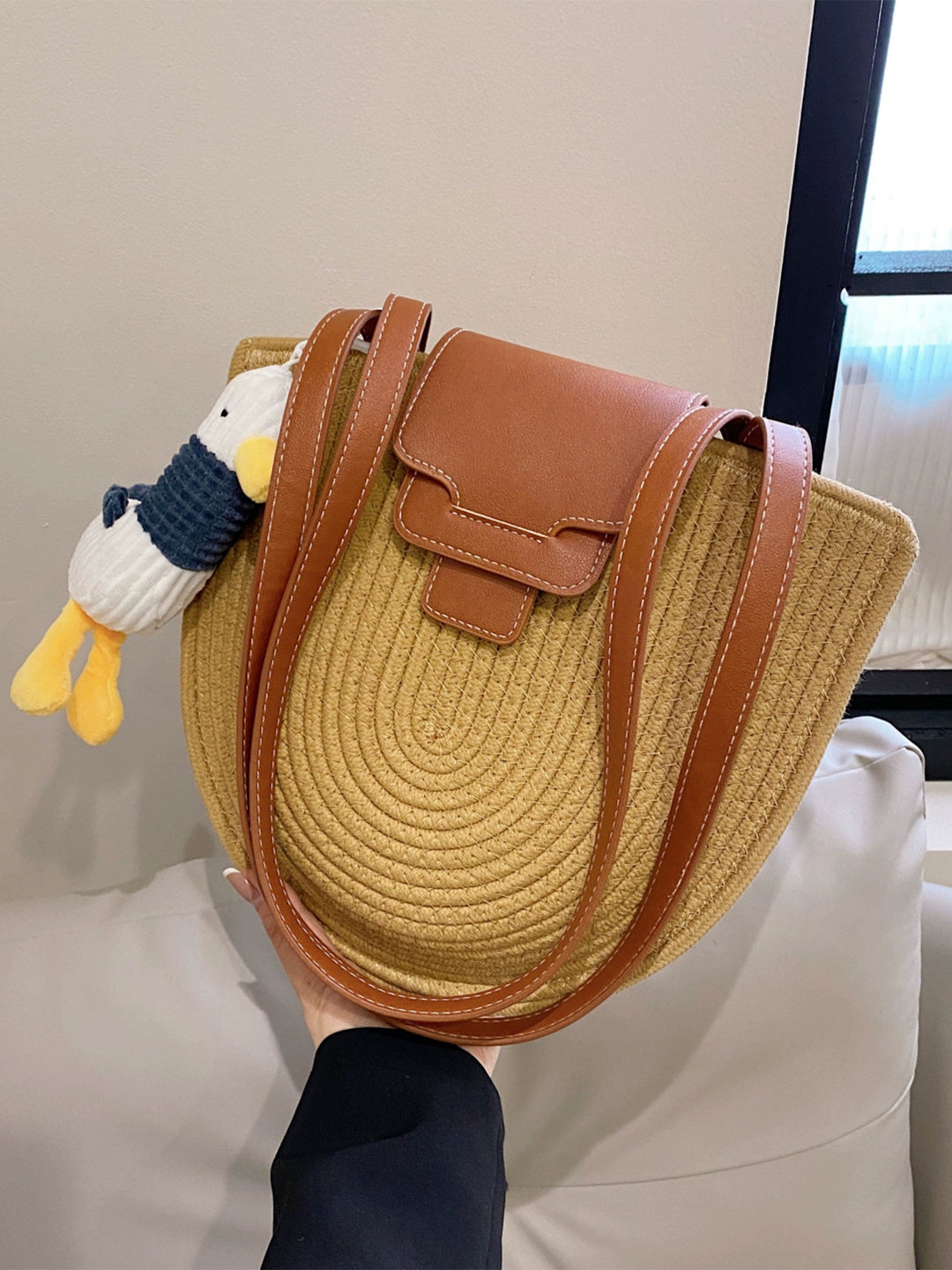 Bag Female French Retro Semicircle Travel Straw Woven Bag