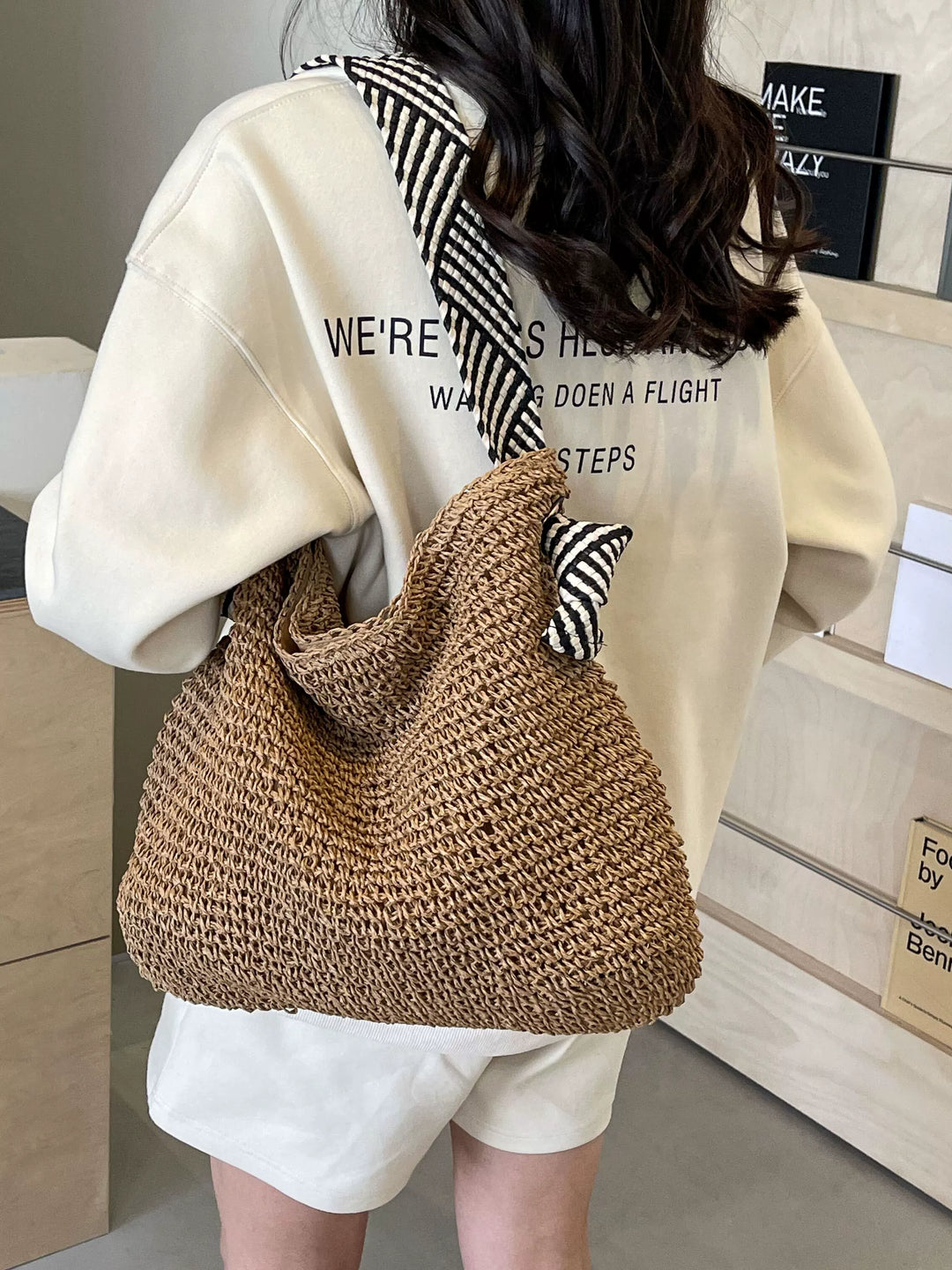 Women's Summer Beach Bag Work Clothing Straw Woven Bag