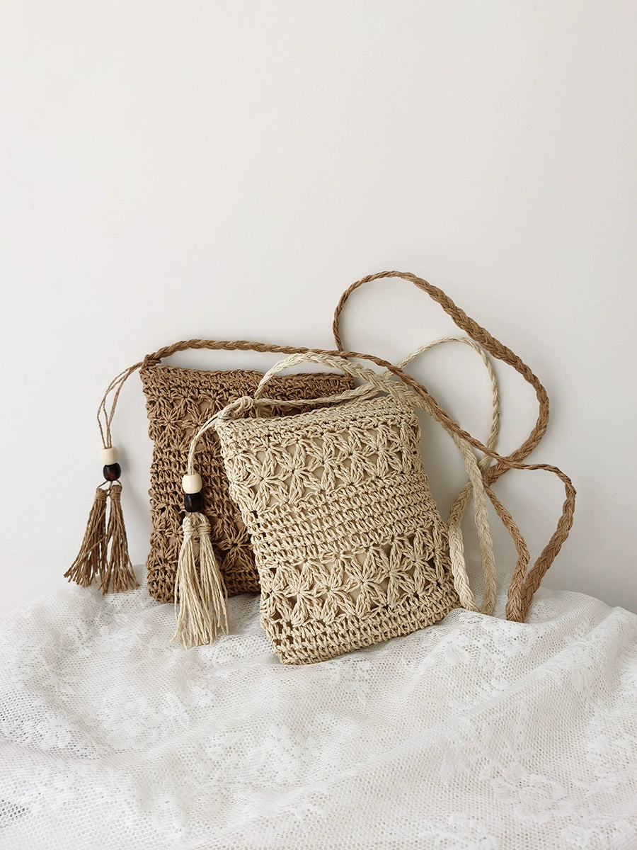 Bag Female Bohemia Cut Out Shoulder Straw-Weaved Bag