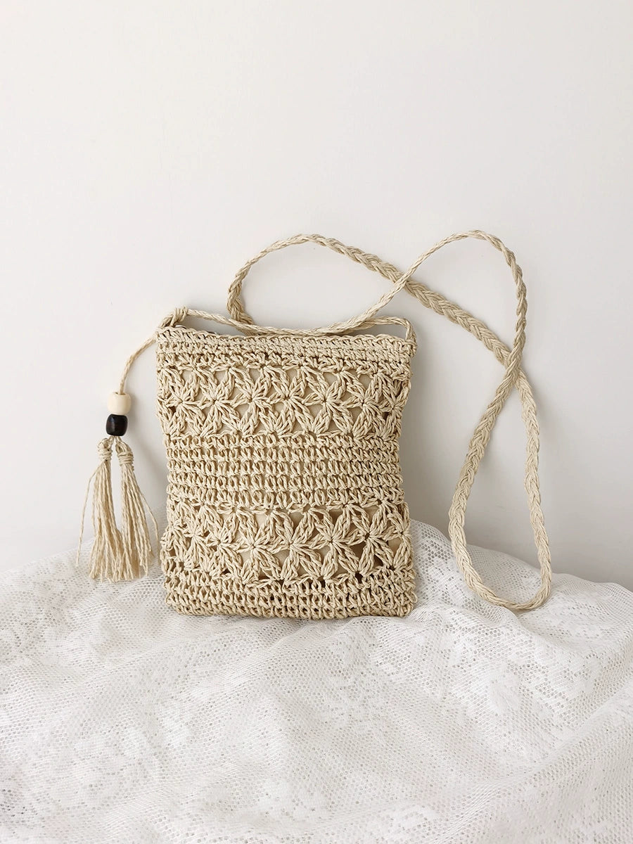 Bag Female Bohemia Cut Out Shoulder Straw-Weaved Bag