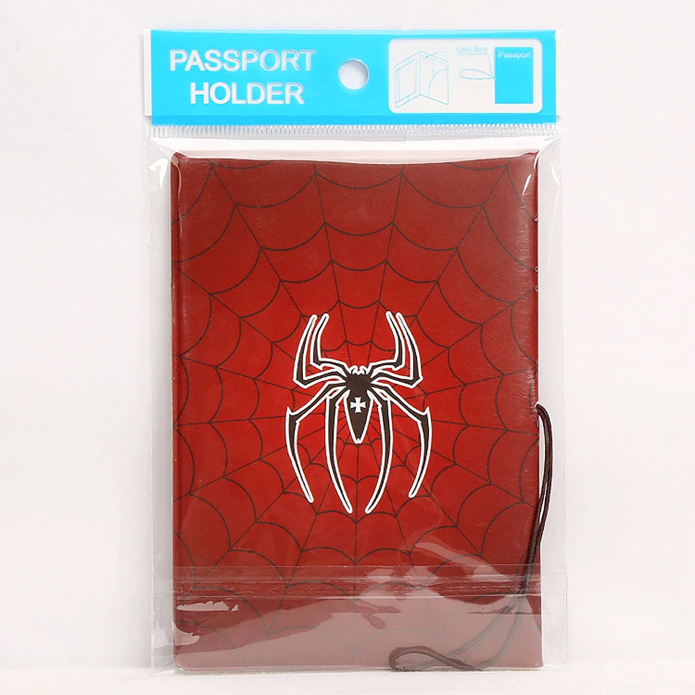 Cartoon Marvel Superhero Pattern Passport Holder Case PU Leather Spider-Man Passport Cover Travel Accessories Credit Card Holder