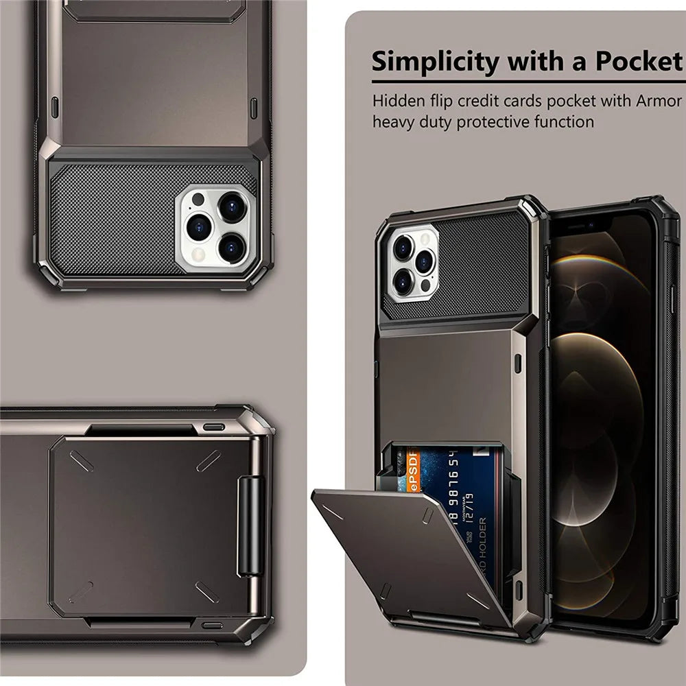 Case For iPhone 11 Pro Max Flip Door Hidden Pocket Anti-Scratch Case For iPhone XS MAX XR case for Iphone X Coque Funda Bumper~