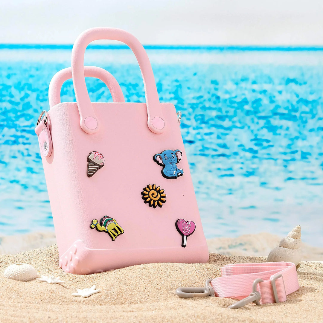 Small EVA Summer Beach Bag, Cute Jelly Hole Tote Bag, Rubber Waterproof Handbag For Travel Vacation