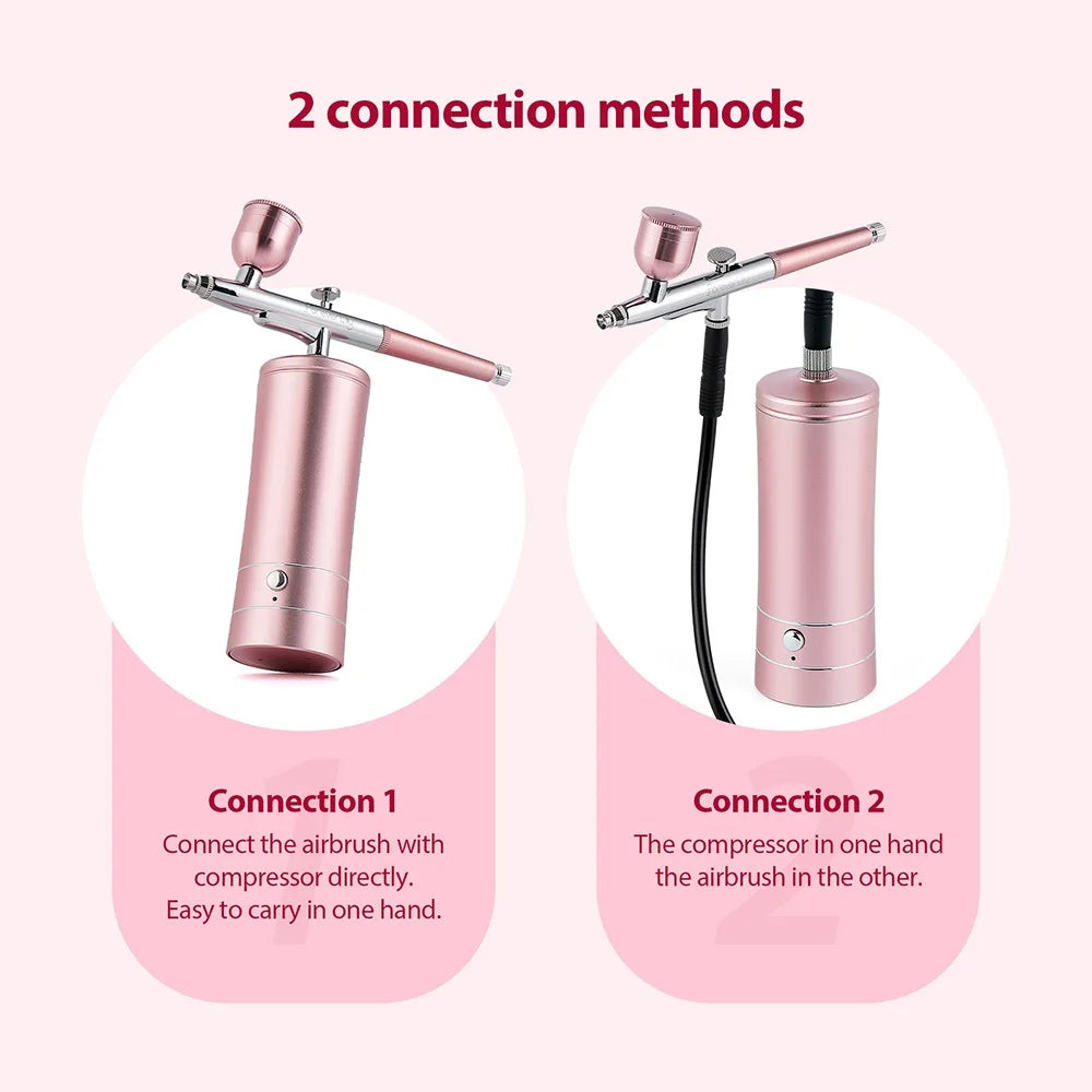 Foreverlily Airbrush Spray Gun 3 Gears Air Compressor Kit for Painting Manicure Makeup Cake Oxygen Injector with Air Tube