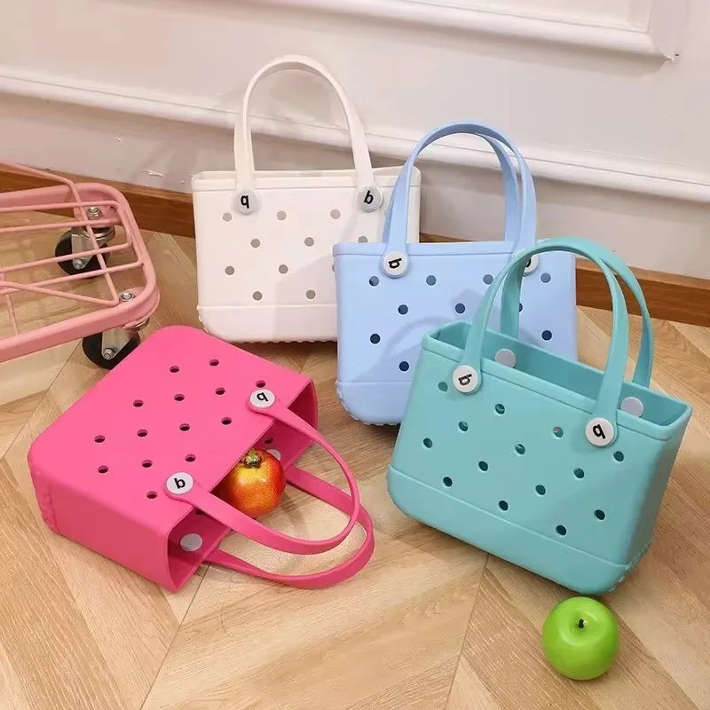 Children Beach Bogg Bag EVA Waterproof Tote High Capacity Child Handbag Fashion Kid Picnic Tote Rubber Waterproof Shoulder Bag