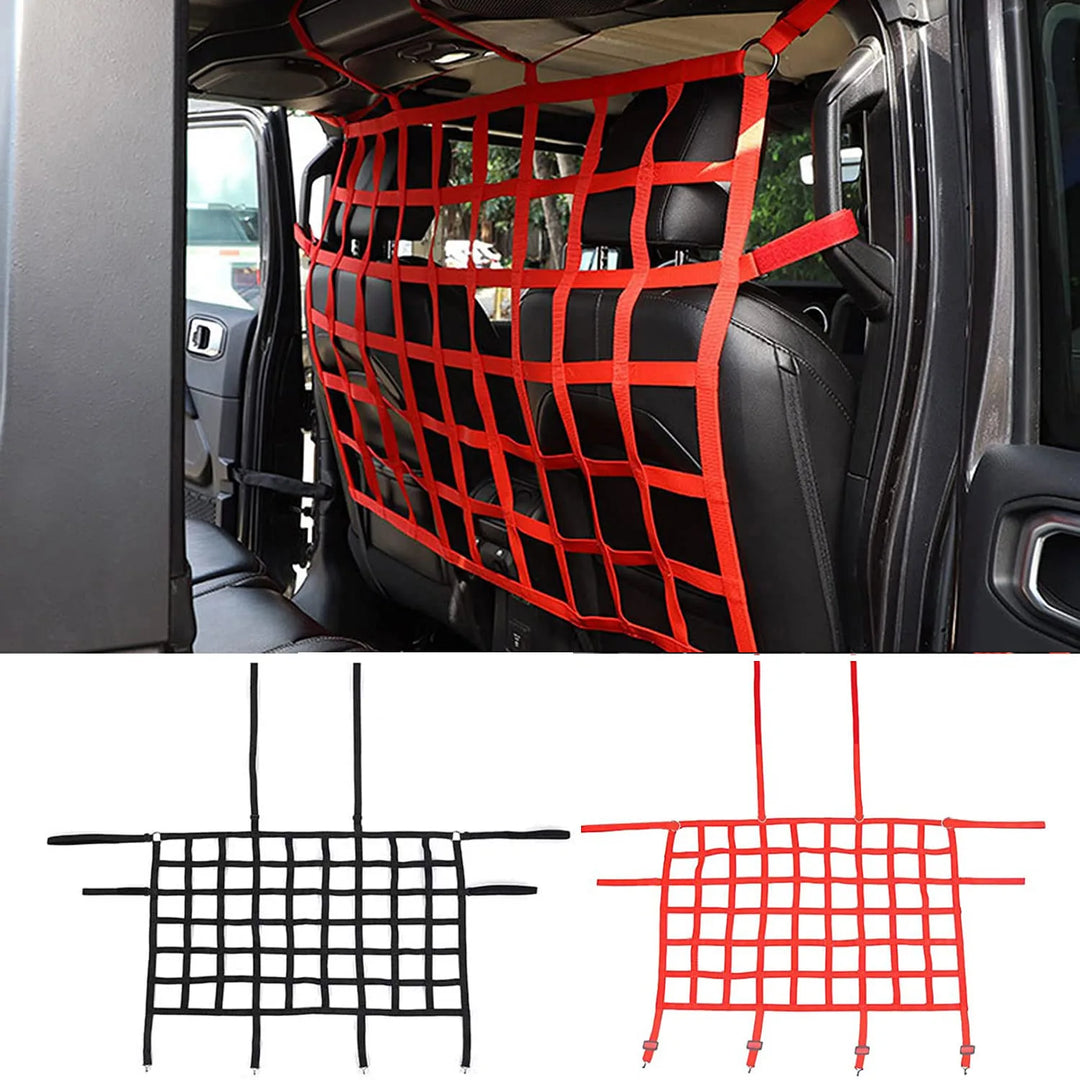 Car Rear Seat Trunk Isolation Cargo Net Dog Barrier Protection Divider Safety Driving Mesh for Jeep Wrangler JK JL JT 2007-2023