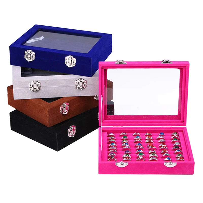 Velvet Rrings Box Jewelry Display Casket Storage Organizer Ring Earrings Box  Case Jewelry Box