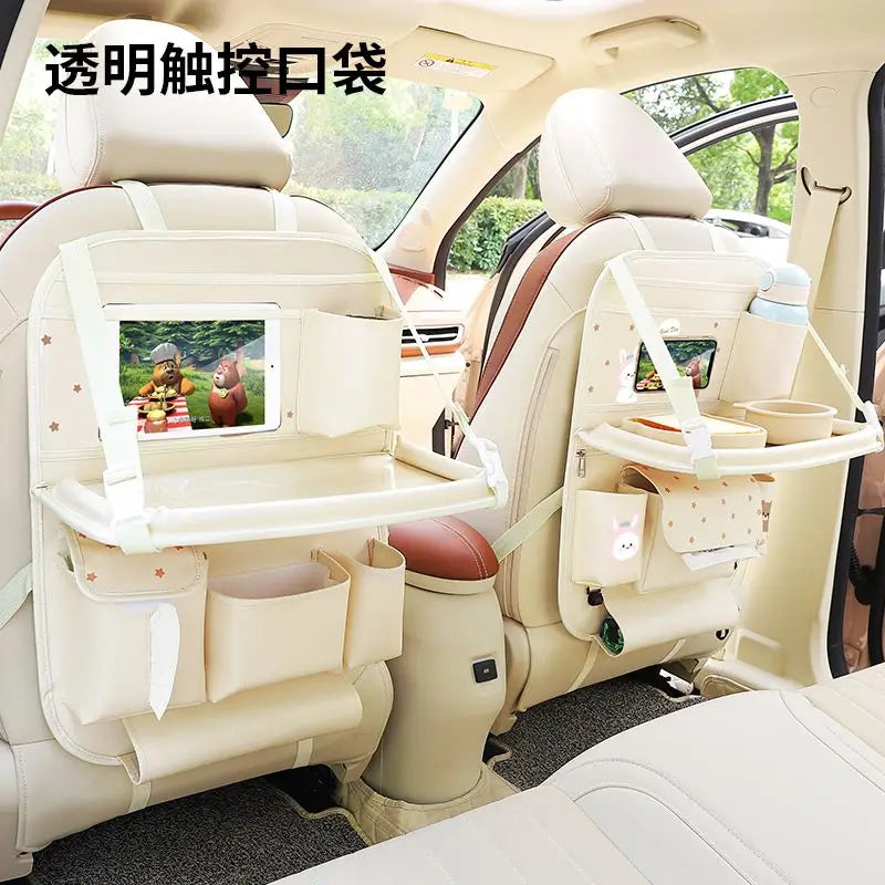 Car Seat Back Storage Bag Rear Seat Dining Table Foldable Car Storage Bucket Multifunctional Car Storage Hanging Bag Accessories