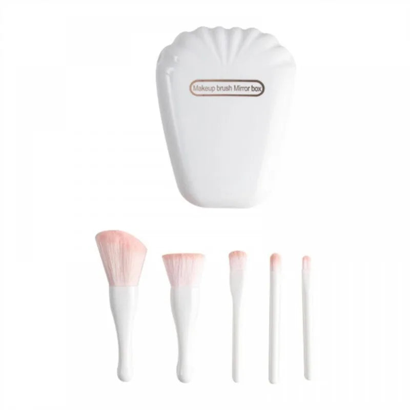 New Shell MakeUp Brushes Set with Mirror Box Brush Cosmetics Natural Soft Eyeshadow Powder Blush Eyebrow Brushes Portable Travel