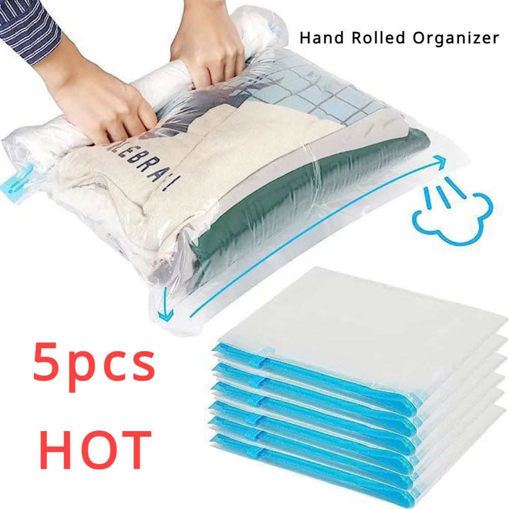 5pcs Travel Compression Bag Vacuum Bags for Storing Clothes Suitable for Luggage and Essential Cruise Clothing Vacum Storage Bag