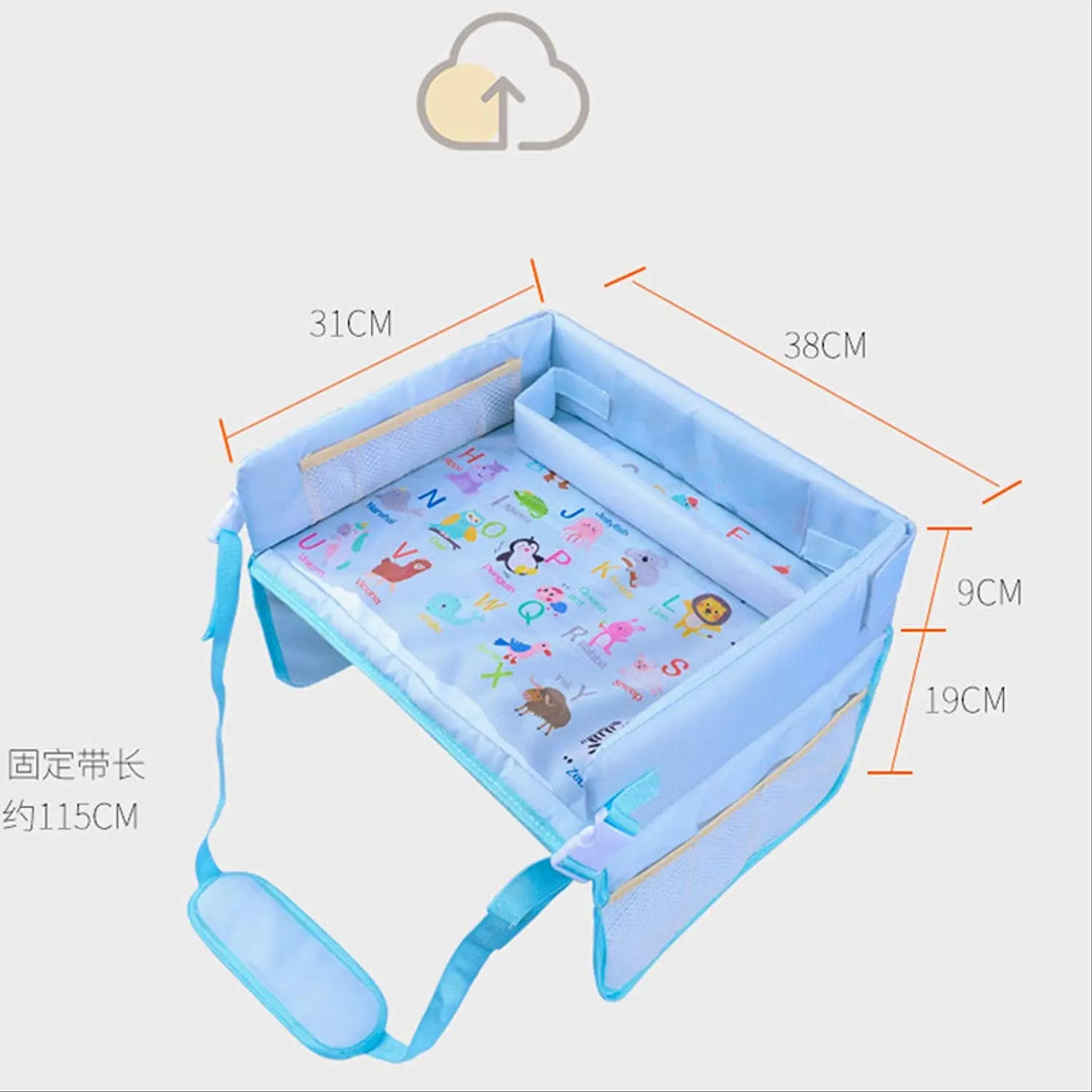 Upgraded Kids Travel Tray Storage Kids Toys Food Car Seat Tray Waterproof Car Table Fit for Eating Learning