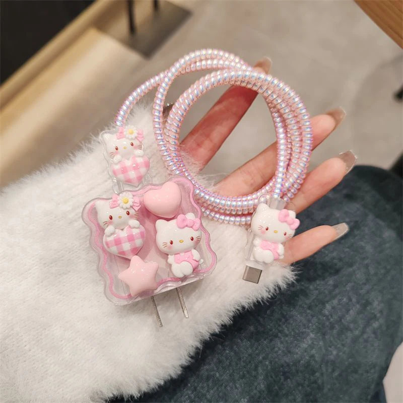 Y2K Kawaii Hellokittys Pochacco Cable Protector for Iphone 20W Charger Case Protection Cover Cable Protector Data Line Accessory