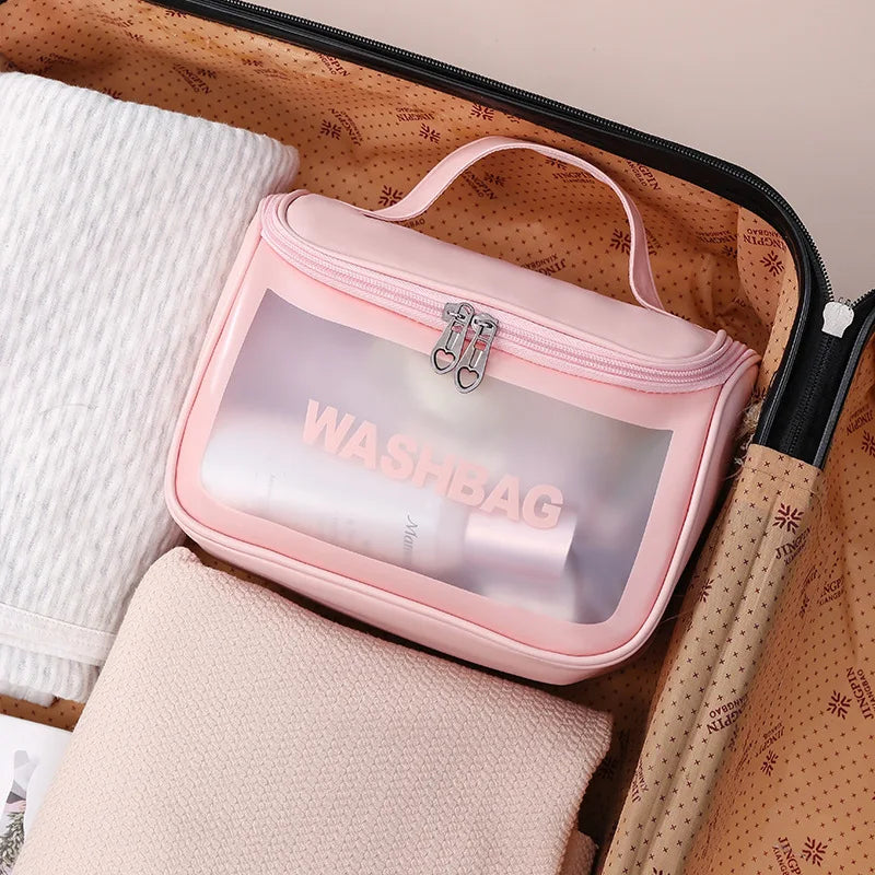 Travel Storage Toiletry Organize Women Waterproof PVC Cosmetic Portable Bag Female Wash Kit Transparent Zipper Make Up Case