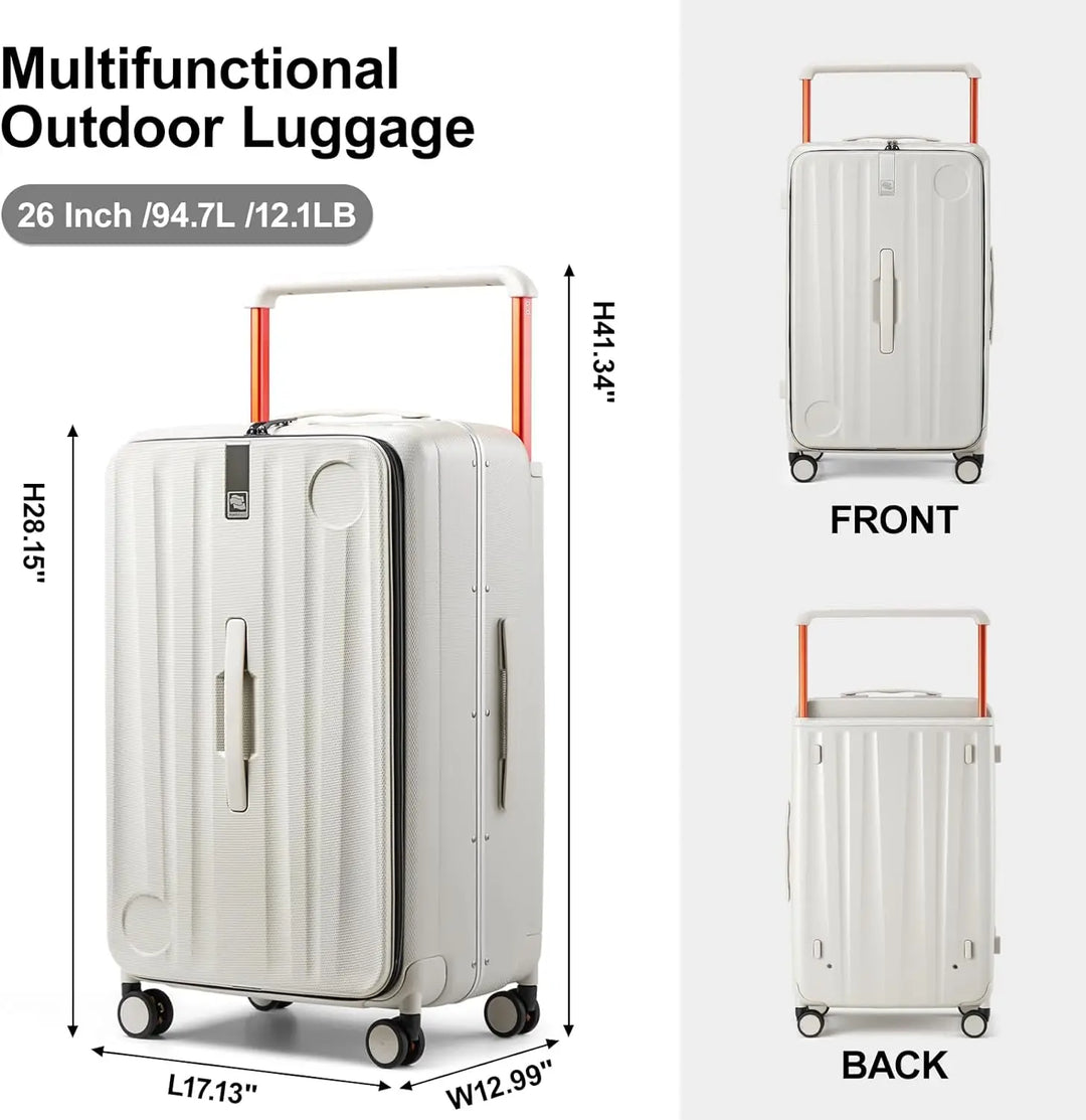 Hanke Multifunctional 26 Inch Hard Shell Suitcases with Wheels Tsa Approved Luggage Large Rolling Suitcase Checked Luggage