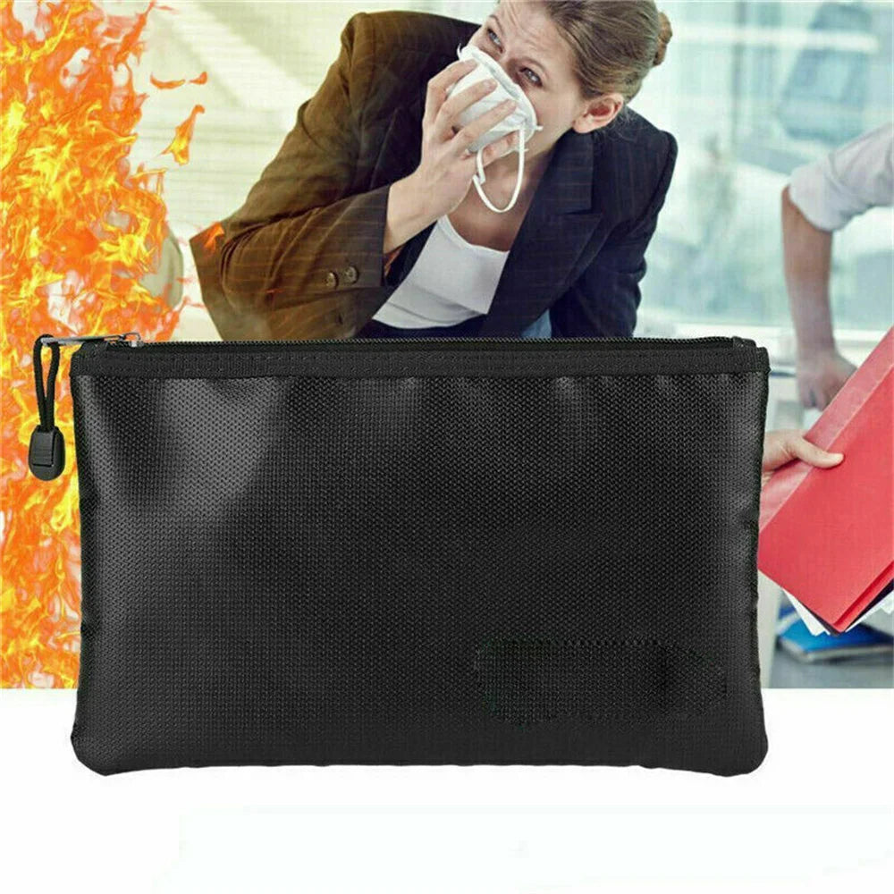 Waterproof And Fireproof Document Bag Money Bags Fire Safe Storage Pouch With Zipper Cash File Envelope Holder For Home Office