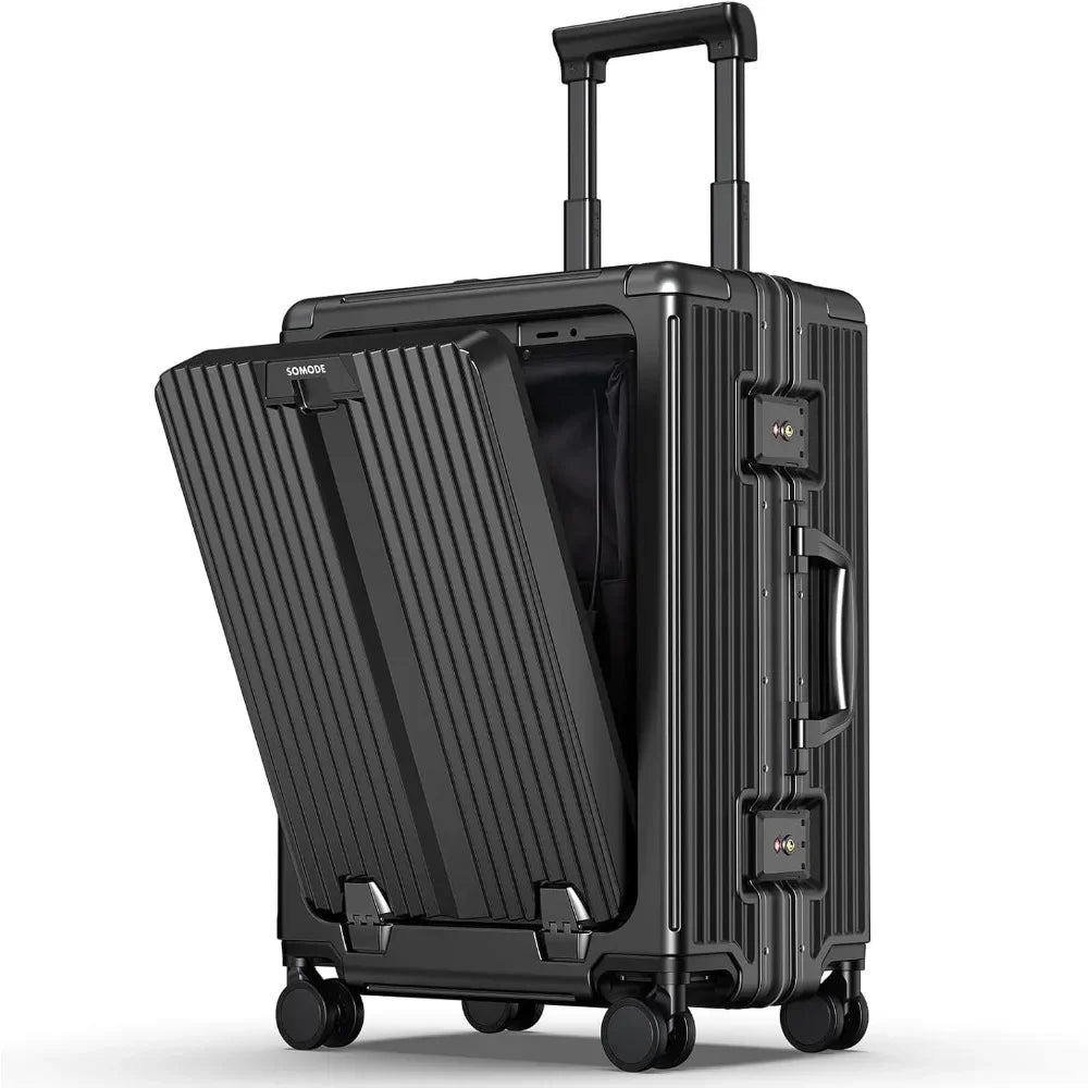 Portable Carry on Luggage Airline Approved, Expandable Luggage for Trips, Practical Suitcase with Front Pocket ＆USB Port.