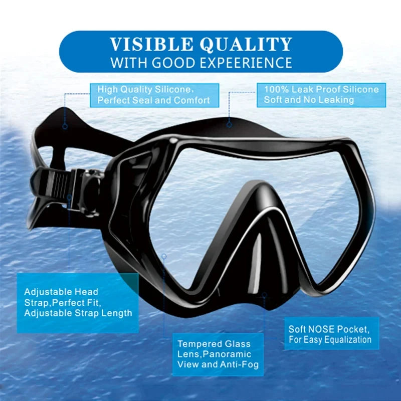 Swimming Flippers Snorkel Diving Mask Set Professional Diving Fins Underwater Mask with Tube Diver Glasses Scuba equipment Adult