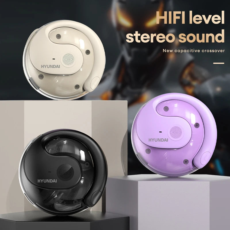 Original Choice HYUNDAI HY-T26 Clip on Wireless Bluetooth 5.3 Earphones HIFI Sound quality Headphones Long Battery Life Earbuds