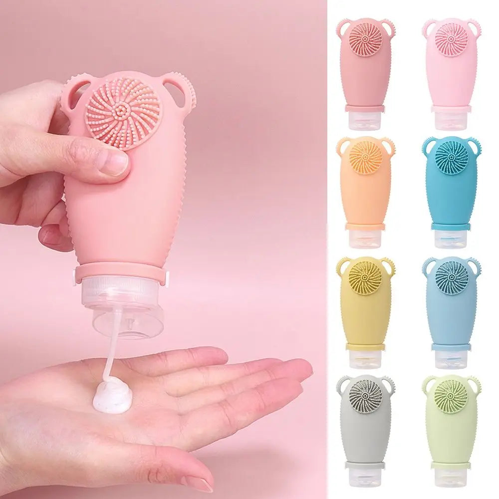 100ML Silicone Refillable Bottles Portable Refillable with Brushes Lotion Container Squeeze Toiletry Storage Bottle Travel