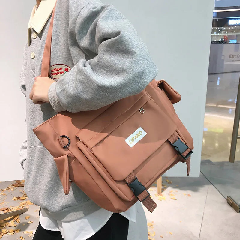 Korean Ulzzang Shoulder Bag For Women Large-capacity Nylon Bag New 2023 Student Book Bag Cool Purses and Handbags Tote Bag Bolso