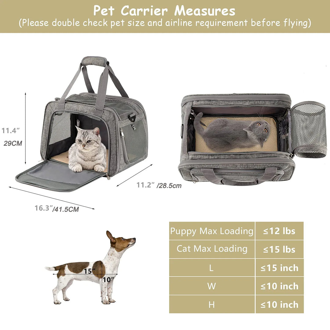 Small Medium Cats Puppies TSA Airline Approved Carrier Soft Sided Travel Puppy Carrier Pet Carrier Bag