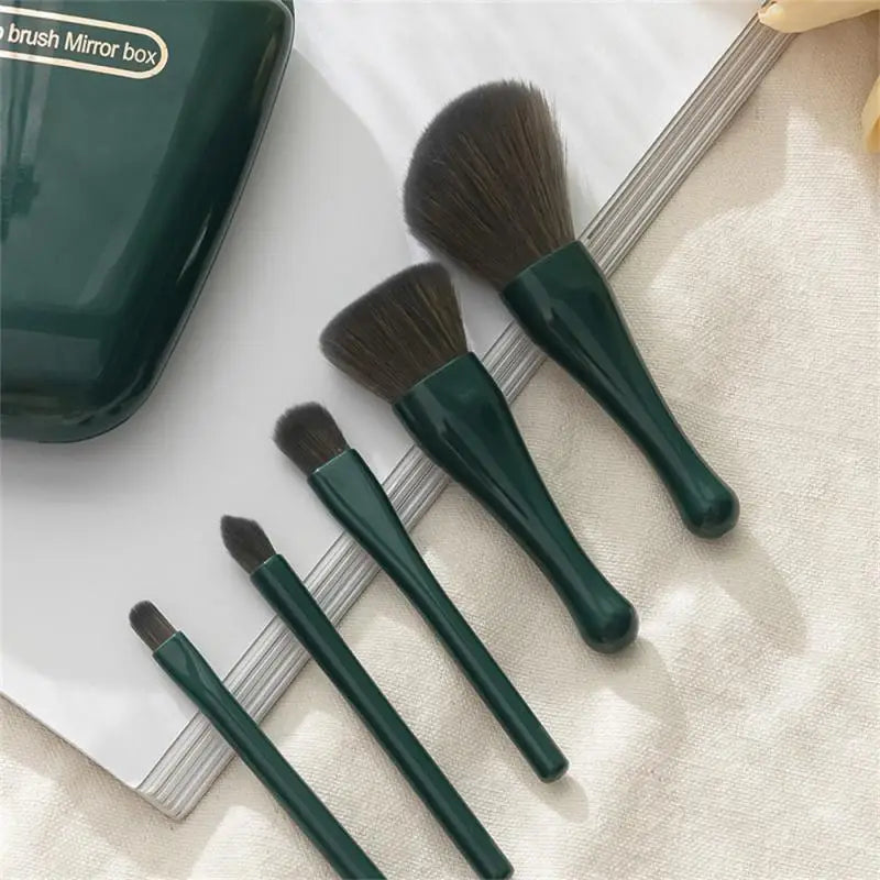 New Shell MakeUp Brushes Set with Mirror Box Brush Cosmetics Natural Soft Eyeshadow Powder Blush Eyebrow Brushes Portable Travel