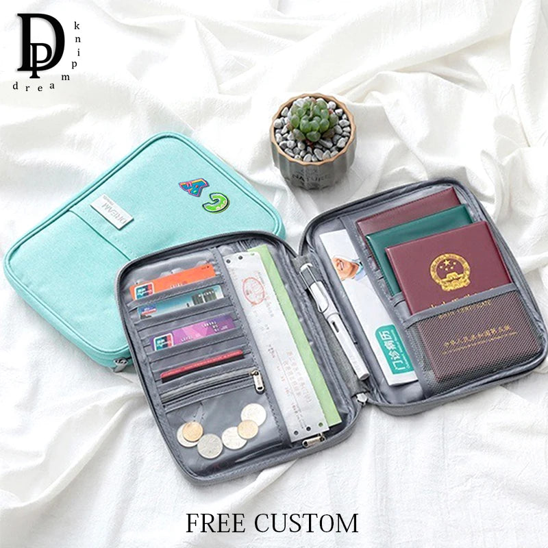 Portable Large Capacity Baby Certificate Card Holder Waterproof Pregnancy Test Storage Bag Custom Letters Passport Travel Wallet