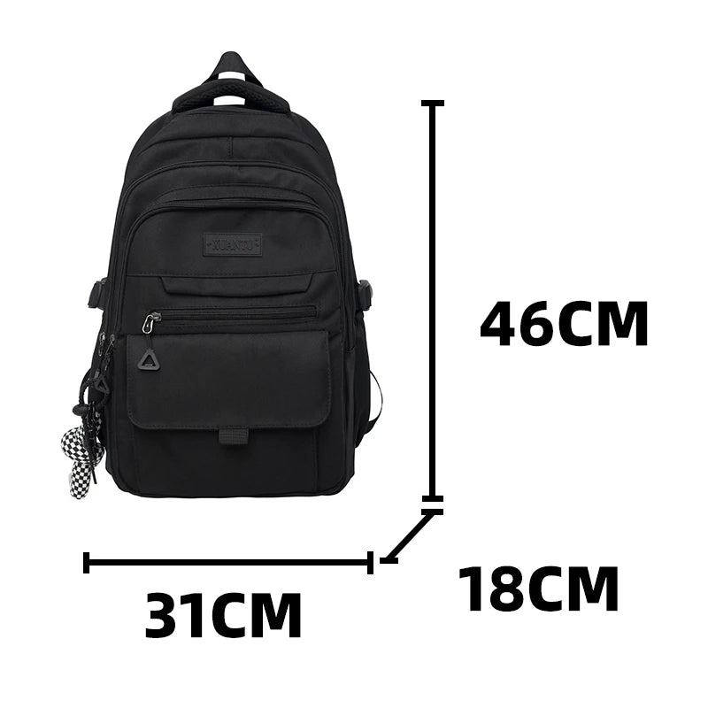 2024 Nylon Backpack for Student Black Teenager Large Sweethearts Serviceable Travel Rucksack High Quality Unisex Laptop Knapsack