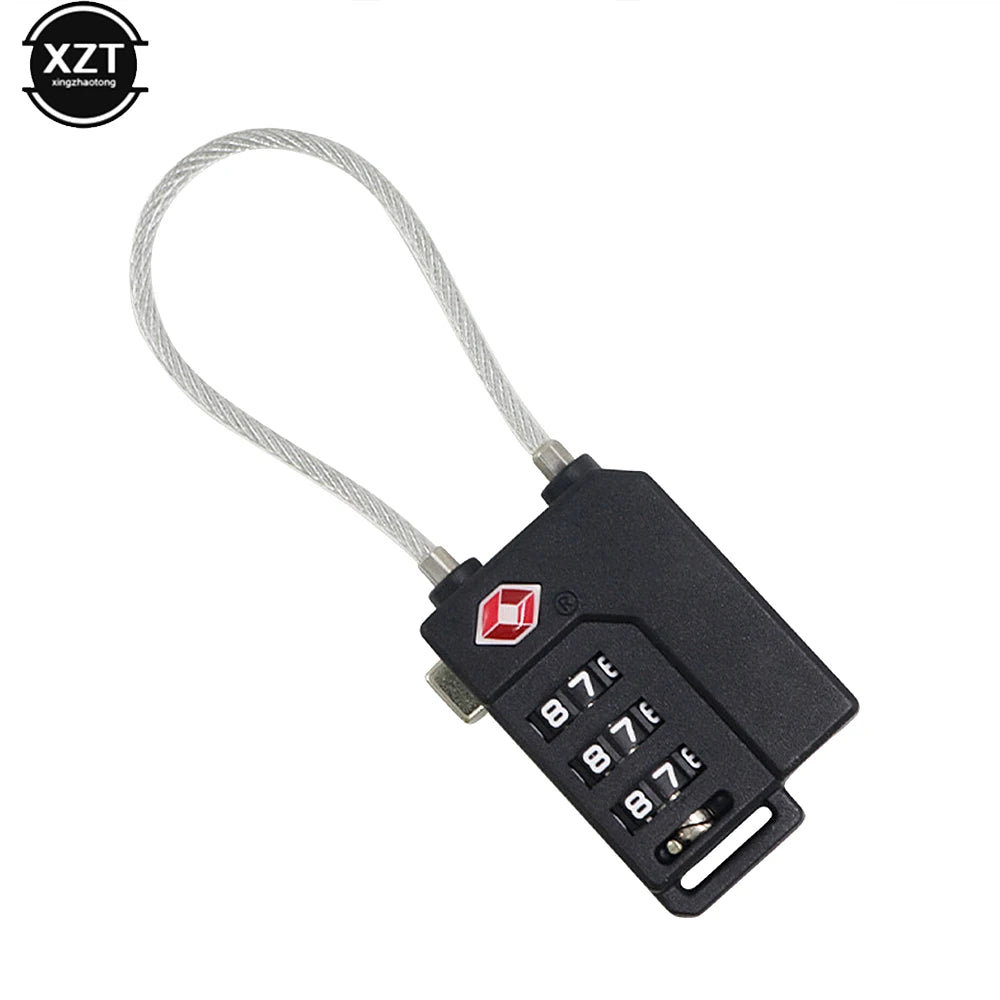 Luggage Combination Lock Portable TSA Approved Security Cable Luggage Lock 3-Digit Combination Password Lock Padlock