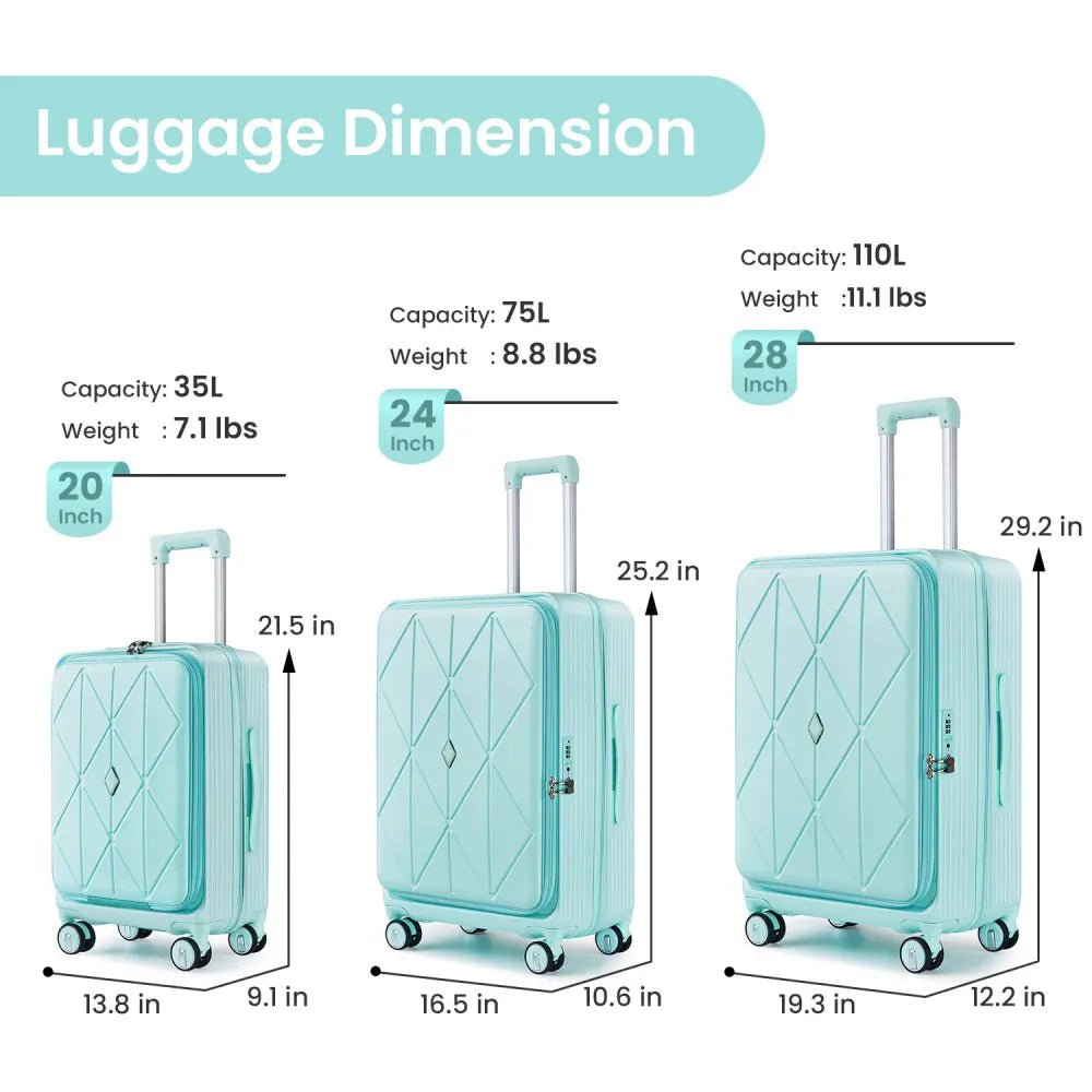 Luggage Sets 3 Piece(20/24/28), Expandable Carry On Luggage with TSA Lock Airline Approved, 100% PC Hard Shell and Lightweight