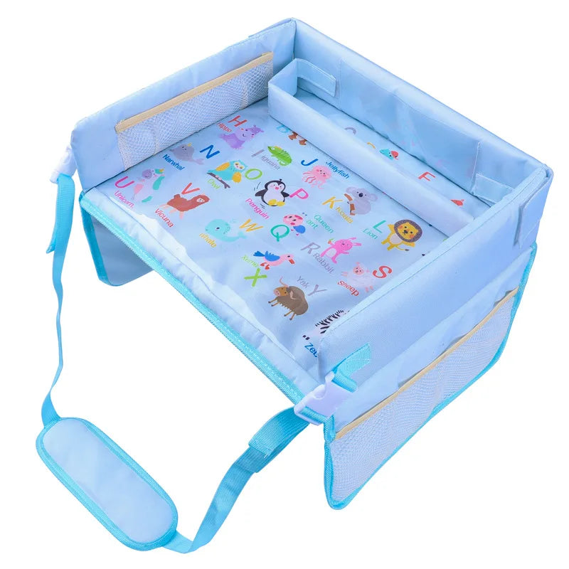 Upgraded Kids Travel Tray Storage Kids Toys Food Car Seat Tray Waterproof Car Table Fit for Eating Learning