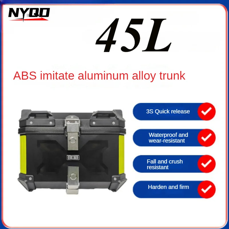 45L ABS Plastic Tail Box Motorcycle Aluminum Alloy Trunk Quick Release Model Large-capacity Moto Box Accessory