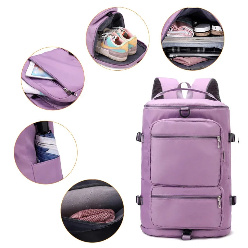 Large Capacity Women Shoulder Travel Backpack Lady Weekend Sports Yoga Luggage Zipper Bags Multifunction Crossbody Bag